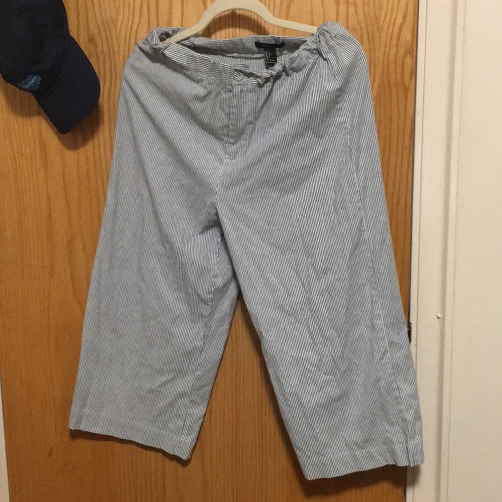 Forever21 pinstriped wide leg cropped pants L